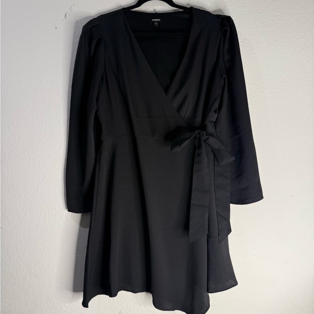 Express Black Long Sleeve Wrap Dress